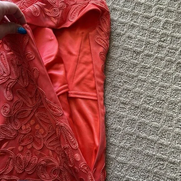 Sue Wong Womens Size 0 Coral Sleeveless Dress Designer Cocktail Embroidered NWOT - Picture 7 of 10